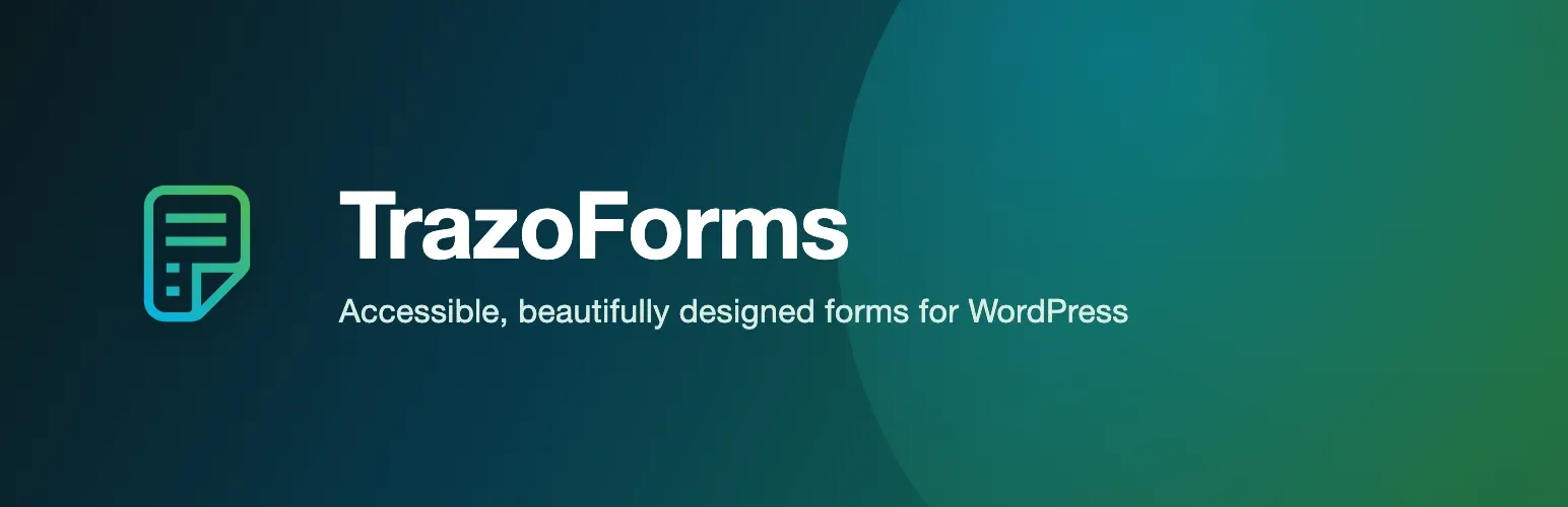 TrazoForms logo on a blue and green gradient background.