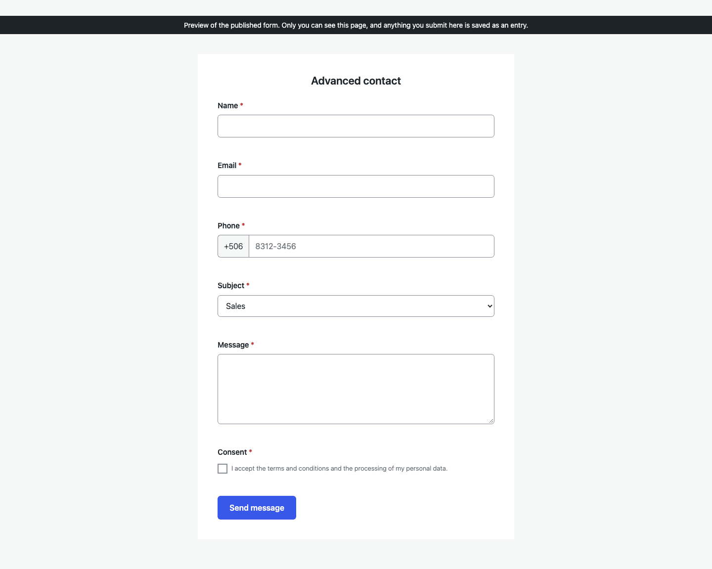 The published form rendered with the default Neutral palette.